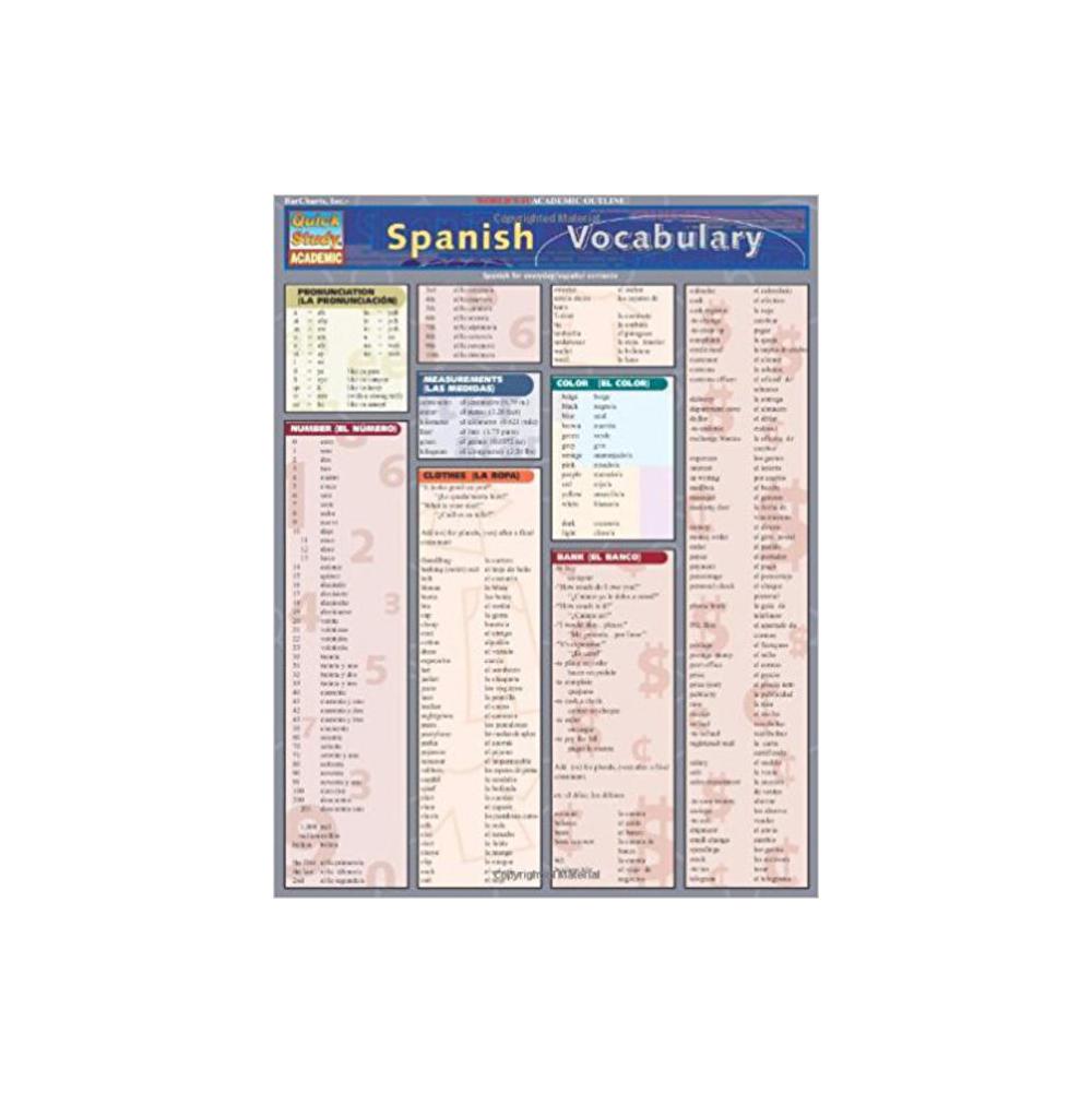 Barchart, Study Guide, Spanish Vocabulary